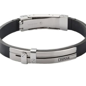 Fossil Men's Bracelet PU with Stainless Steel Silver JF85096040